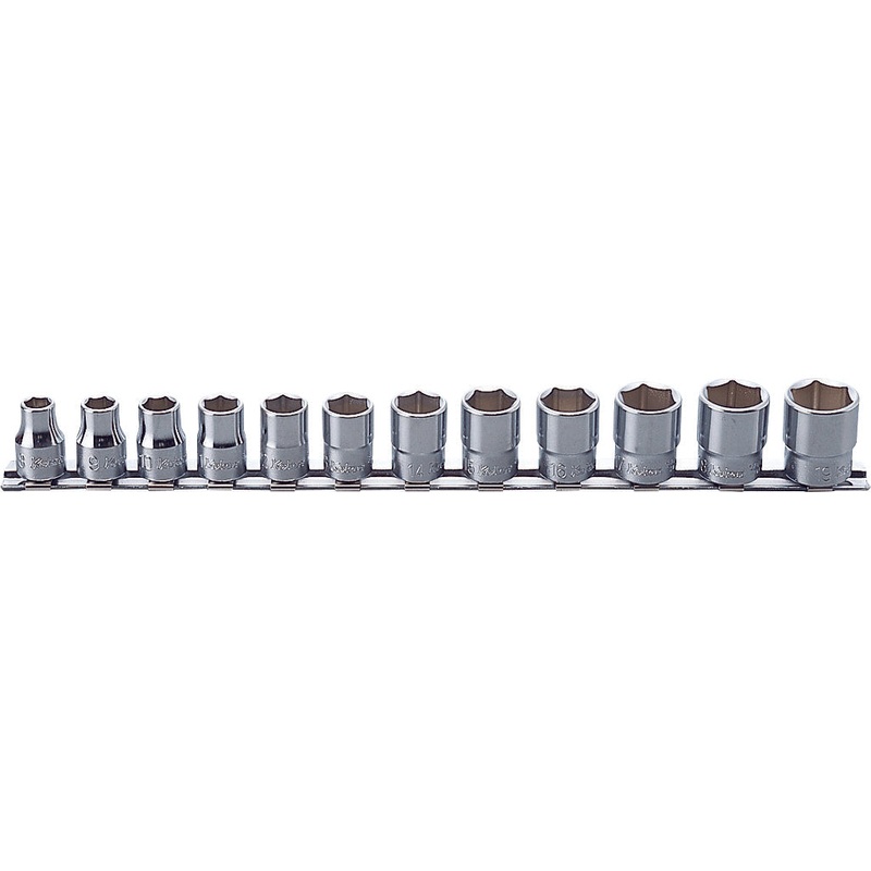 Ko-ken Tools 3/8 Sq. Dr. Socket set 8-19mm 6 point 300mm 12 pieces