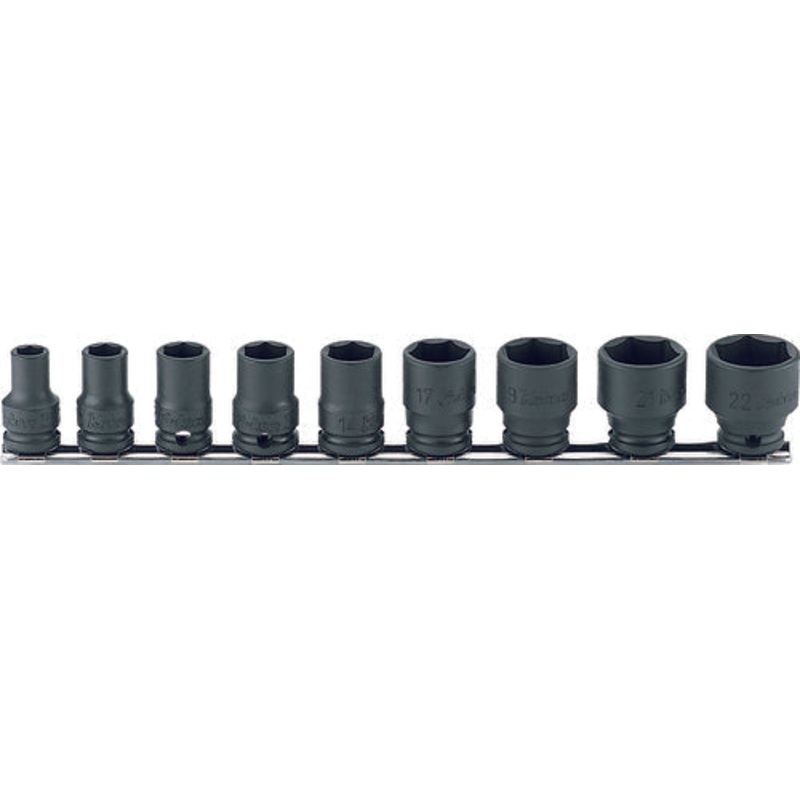 Ko-ken Tools 3/8 Sq. Dr. Socket set 8-22mm 6 point Thin walled 9 pieces