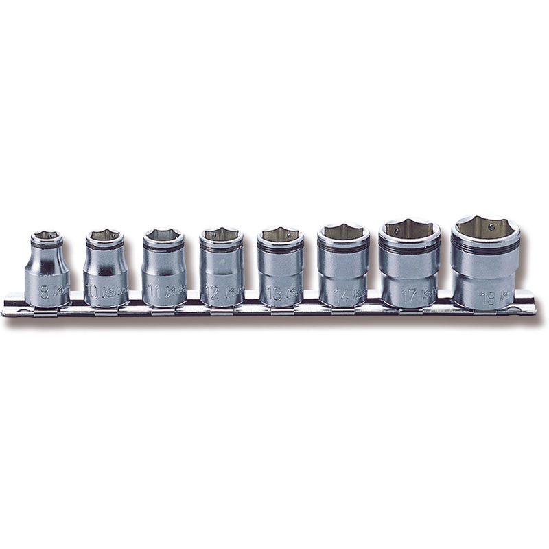 Ko-ken Tools 3/8 Sq. Dr. Socket set 8mm-19mm Nut Grip 200mm 8 pieces