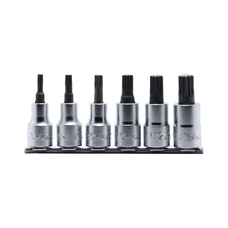 Ko-ken Tools 6 Piece 1/2 Sq. Dr. Triple Square (XZN) Bit Socket Set