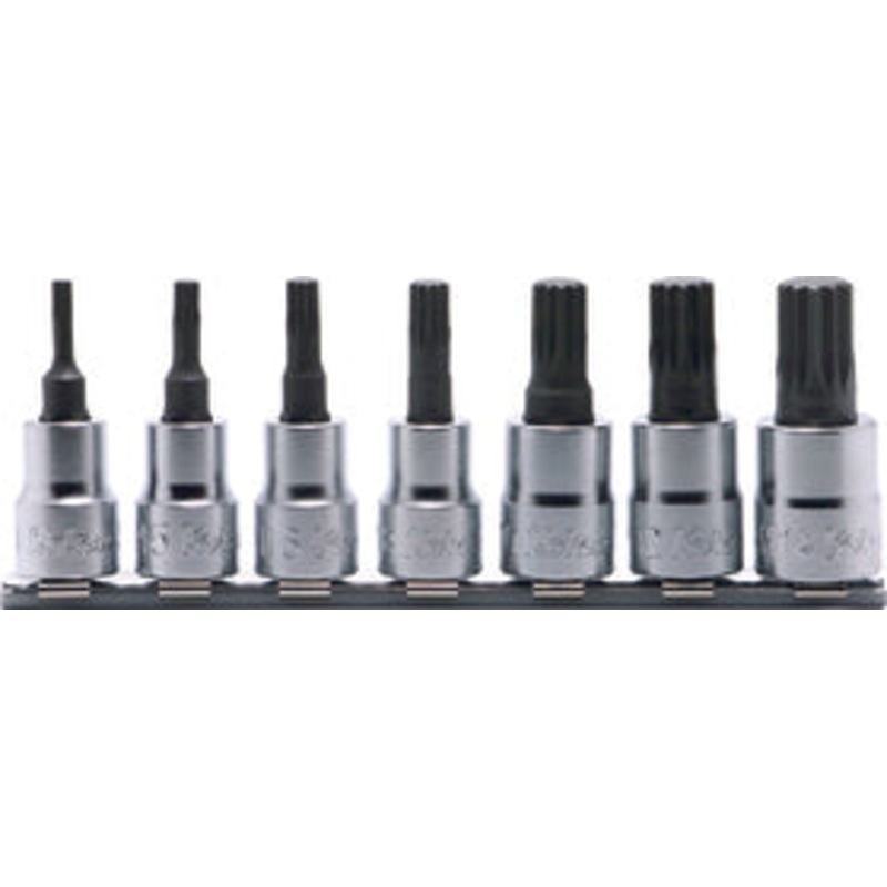 Ko-ken Tools 7 Piece 3/8 Sq. Dr. Triple Square (XZN) Bit Socket Set M4-M14