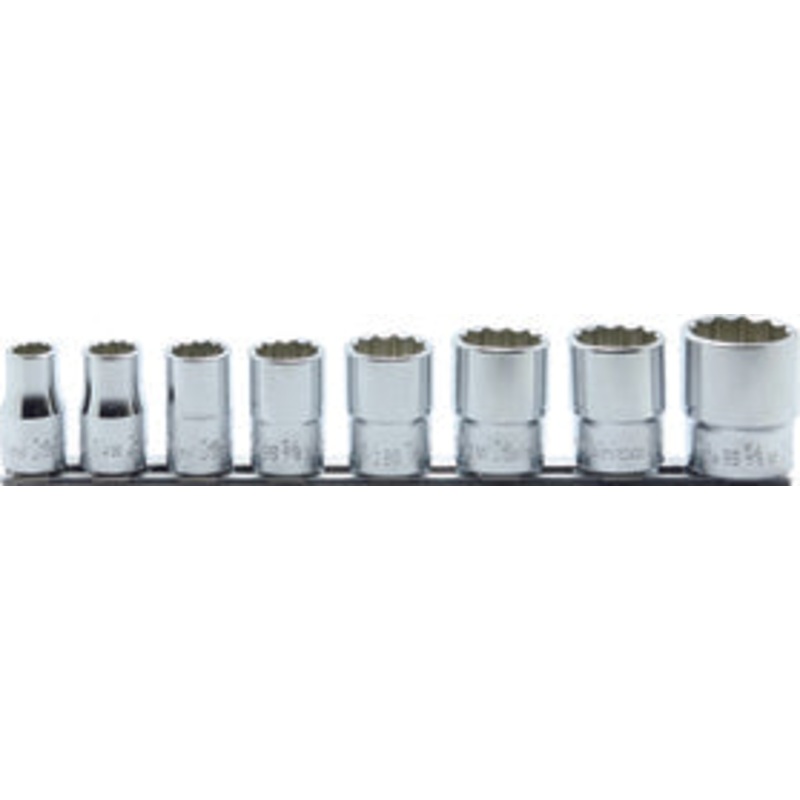 Ko-ken Tools 8 Piece 1/2 Sq. Dr. Whitworth, 12 Point, SAE, Chrome Socket Set