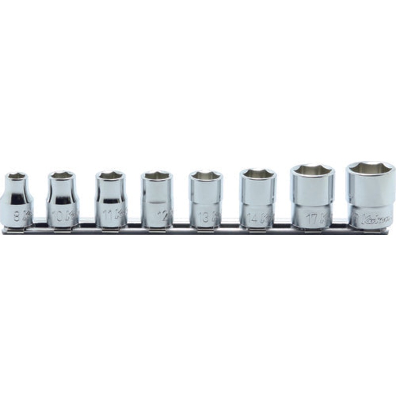 Ko-ken Tools 8 Piece 3/8 Sq. Dr. 6 point, Metric, Chrome, Socket Set