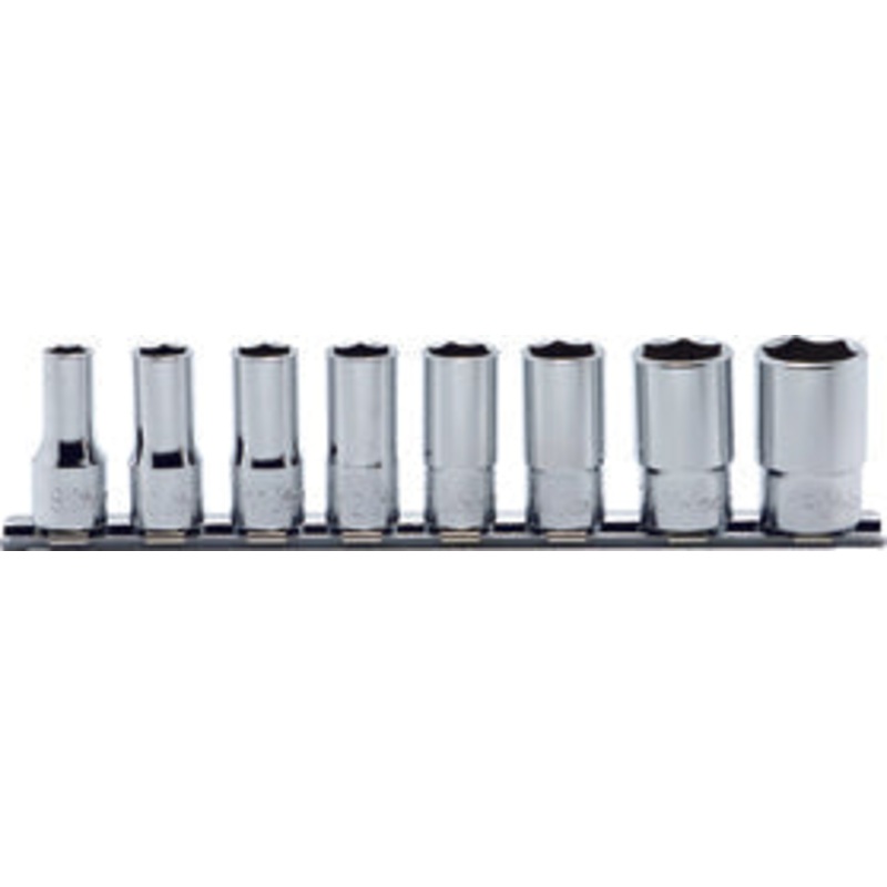Ko-ken Tools 8 Piece 3/8 Sq. Dr. 6 Point Semi-Deep Chrome Metric Socket Set 8mm-19mm