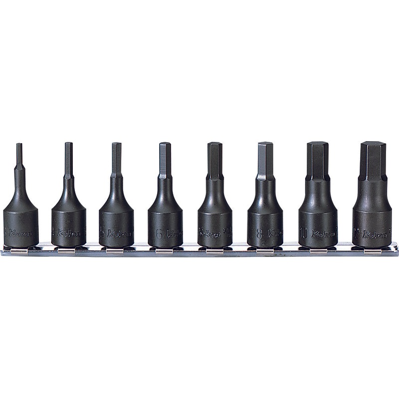 Ko-ken Tools 8 Piece 3/8 Sq. Dr. Impact Metric Hex Bit Socket set 3mm-12mm