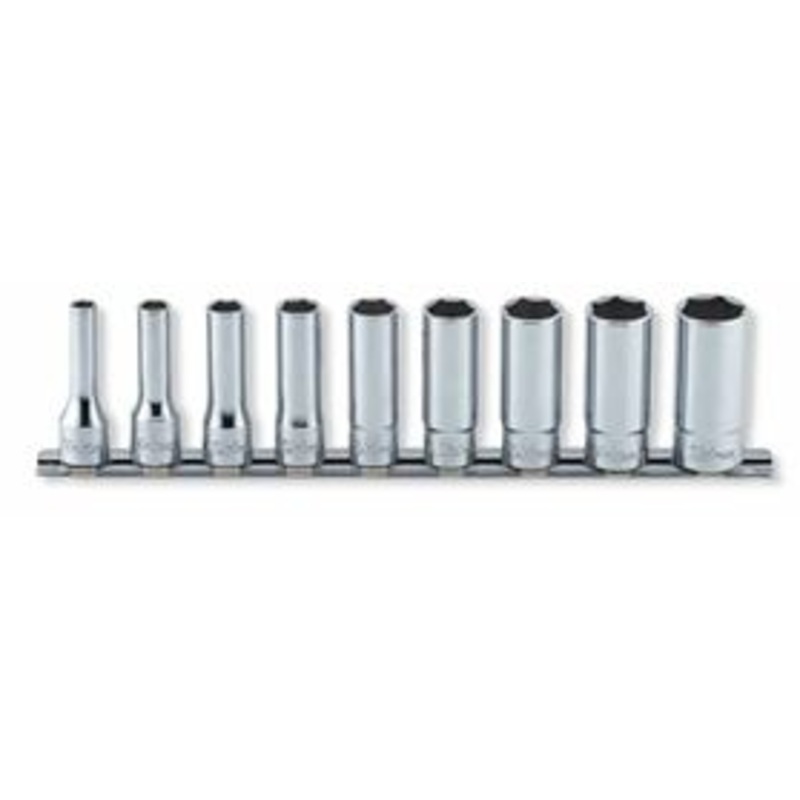 Ko-ken Tools 9 Piece 3/8 Sq. Dr. 12 Point Deep Chrome SAE Socket set 1/4-3/4