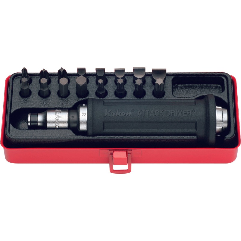 Ko-ken Tools 1/2 Sq. Dr. Attack Driver Set Rubber Grip 18 pieces