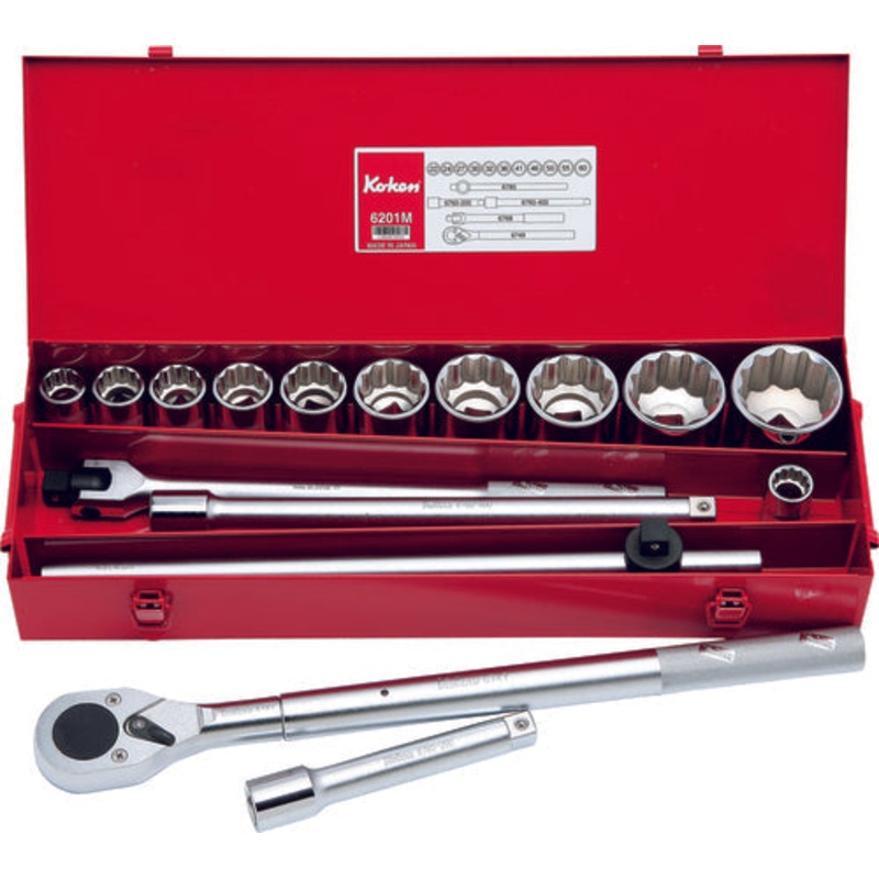 Ko-ken Tools 3/4 Sq. Dr. 16 Piece 12-Point Metric Socket Set 22-60mm