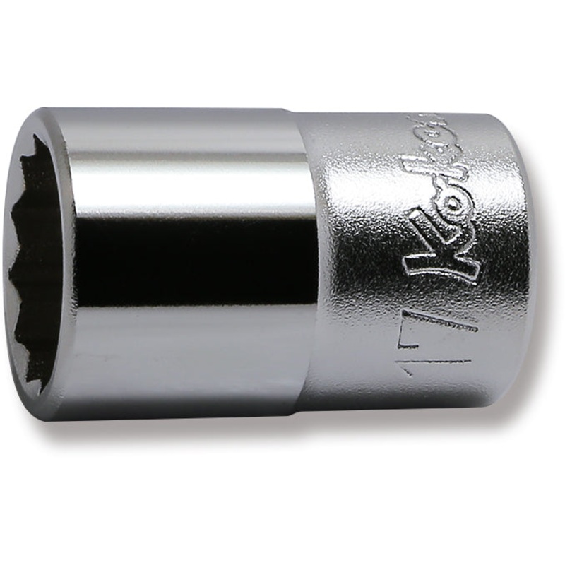 Ko-ken Tools 1/2 Sq. Dr. Chrome Metric 12 Point Socket 17mm