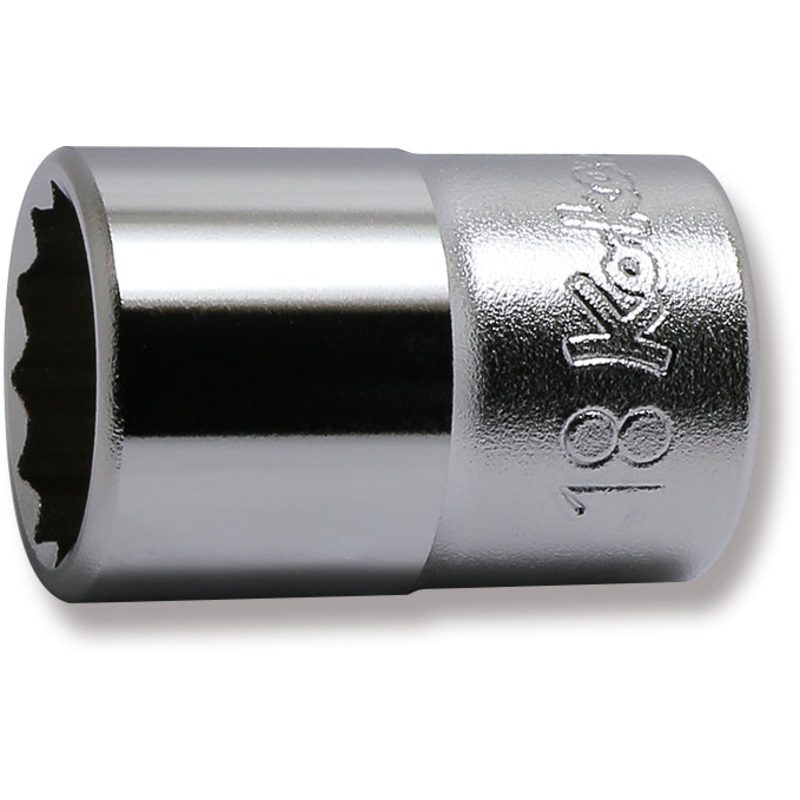 Ko-ken Tools 1/2 Sq. Dr. Chrome Metric 12 Point Socket 18mm
