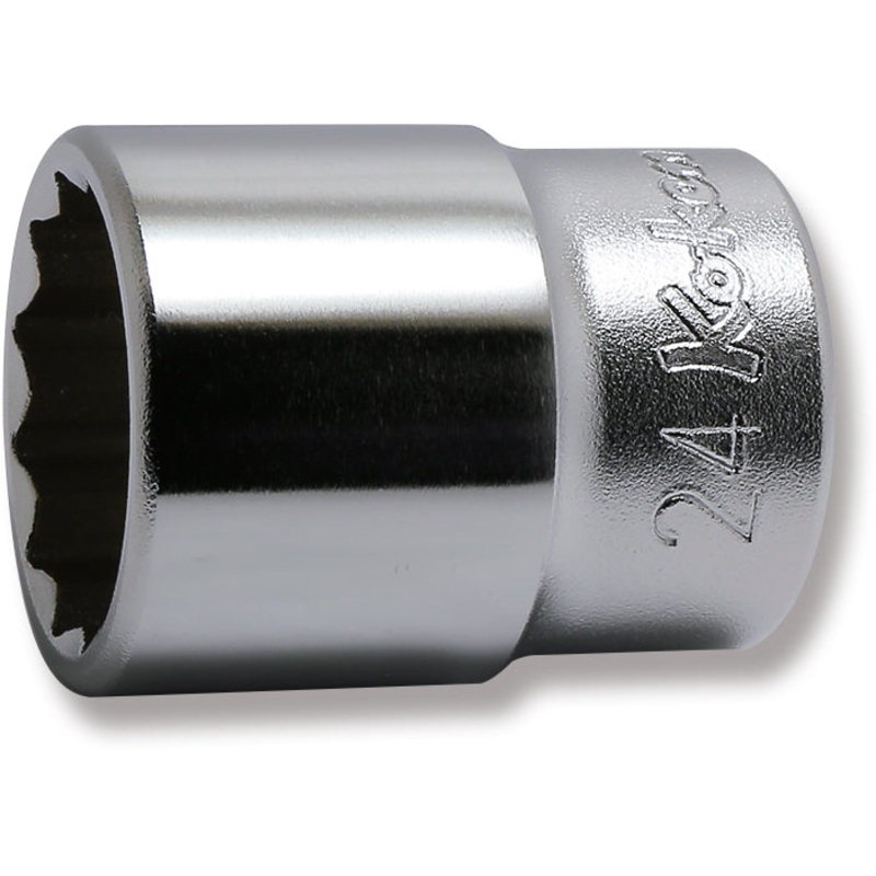 Ko-ken Tools 1/2 Sq. Dr. Chrome Metric 12 Point Socket 24mm