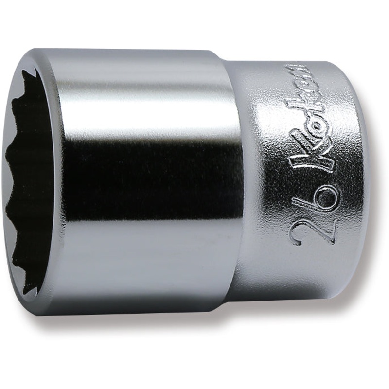 Ko-ken Tools 1/2 Sq. Dr. Chrome Metric 12 Point Socket 26mm