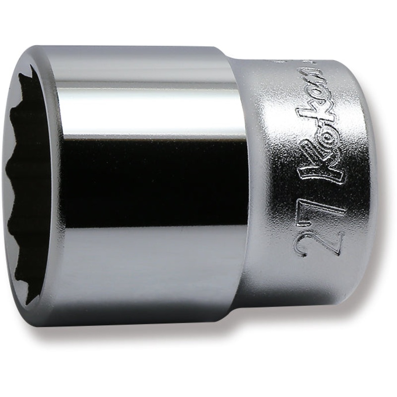 Ko-ken Tools 1/2 Sq. Dr. Chrome Metric 12 Point Socket 27mm