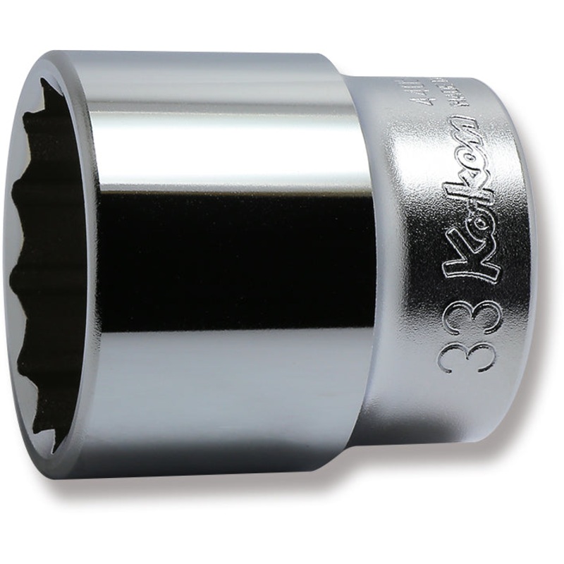 Ko-ken Tools 1/2 Sq. Dr. Chrome Metric 12 Point Socket 33mm