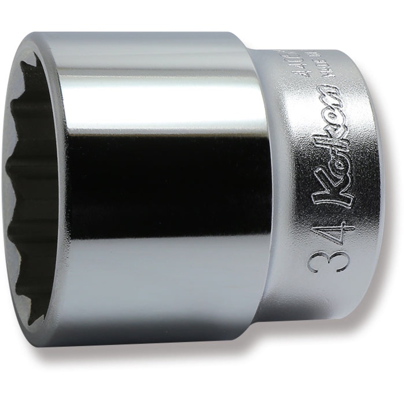 Ko-ken Tools 1/2 Sq. Dr. Chrome Metric 12 Point Socket 34mm