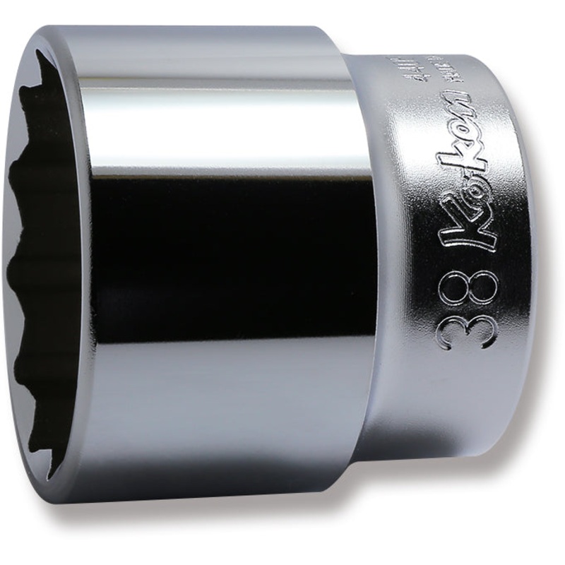 Ko-ken Tools 1/2 Sq. Dr. Chrome Metric 12 Point Socket 38mm