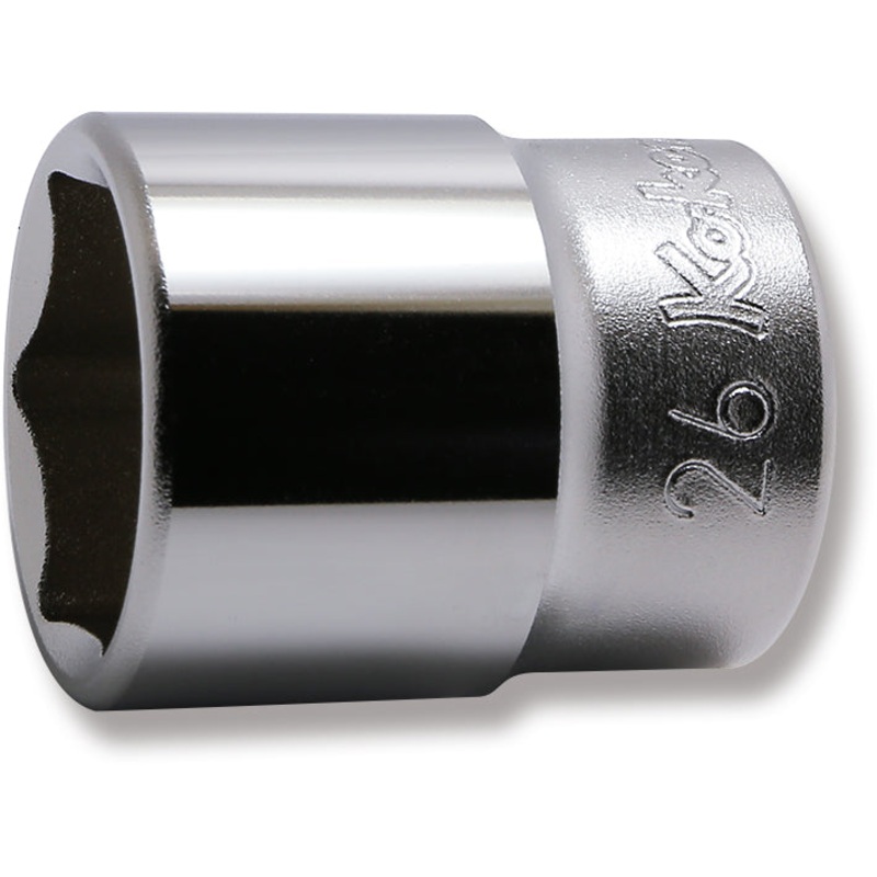 Ko-ken Tools 1/2 Sq. Dr. Chrome 6 Point Metric Socket 26mm