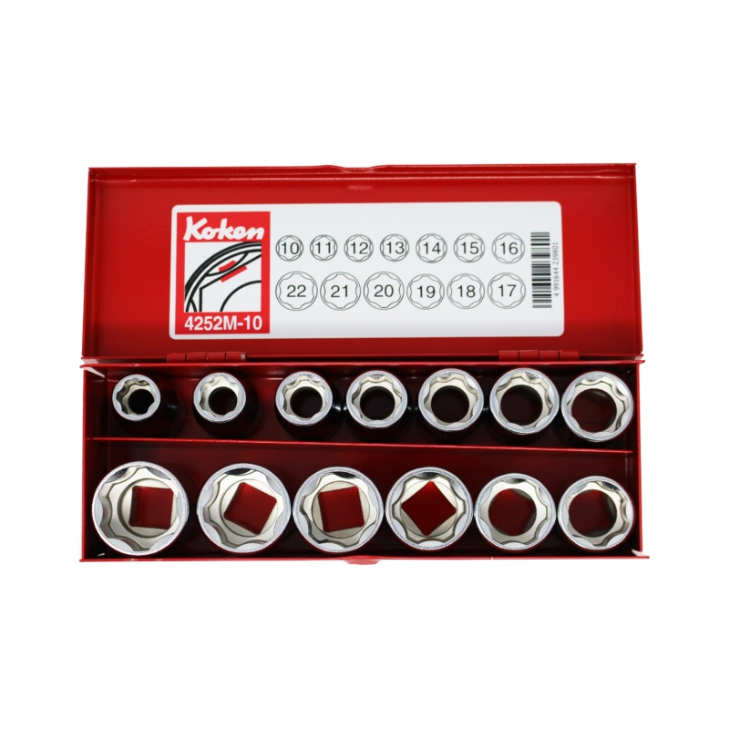 Ko-ken Tools 1/2 Sq. Dr. 13 Piece Surface Drive 6-Point Metric Socket set 10-22mm