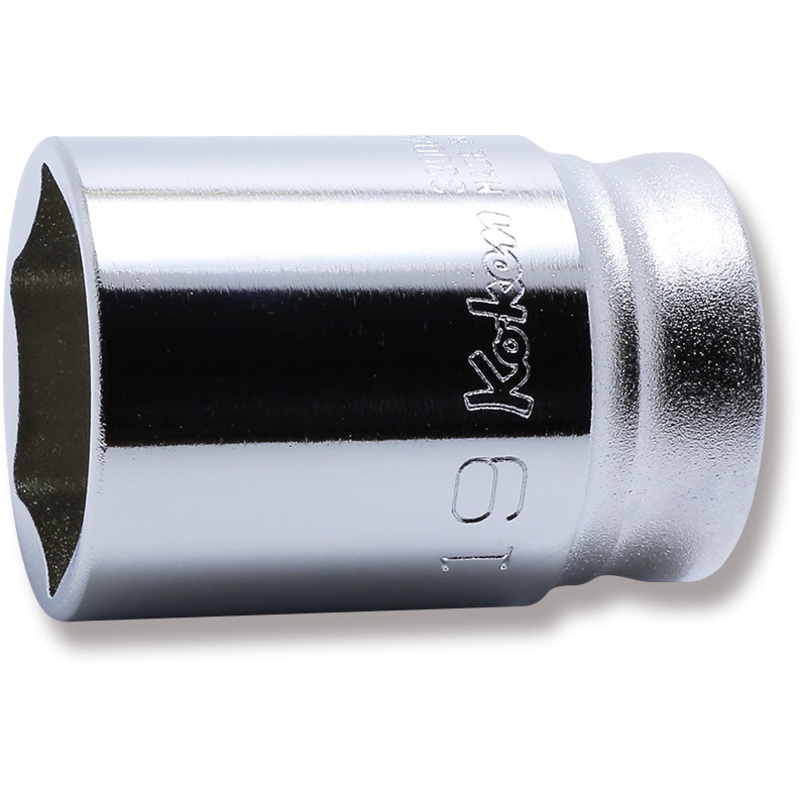 Ko-ken Tools 3/8 Sq. Dr. Z-series Metric Semi-Deep 6 point Chrome Socket – 19mm