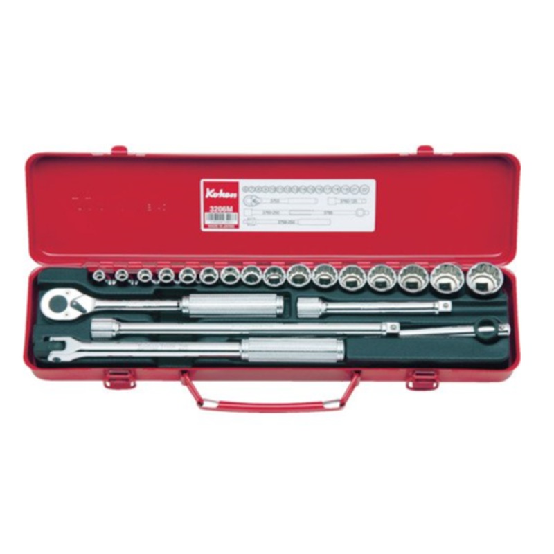 Ko-ken Tools 3/8 Sq. Dr. Socket set 6, 12 point 21 pieces