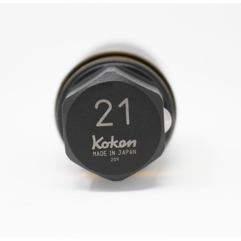 Ko-ken Tools 21 Hex Dr. Wheel Nut Adaptor Socket 21mm Extra Thin walled Length 55mm Color coded Protector