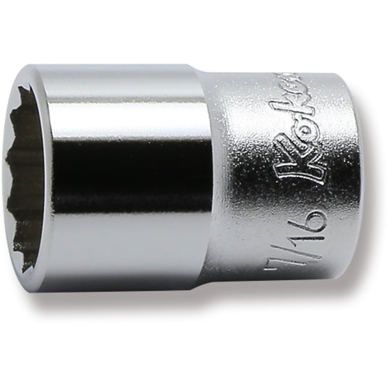 Ko-ken Tools 1/4 Sq. Dr. 12 point chrome SAE Socket 7/16