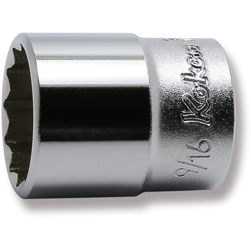 Ko-ken Tools 1/4 Sq. Dr. 12 point chrome SAE Socket 9/16