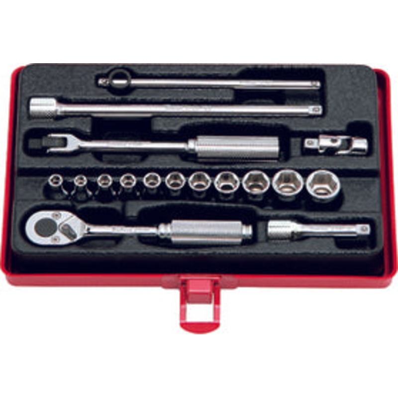 Ko-ken Tools 1/4 Sq. Dr. 17 Piece Metric 6-Point Socket Set 4-12mm