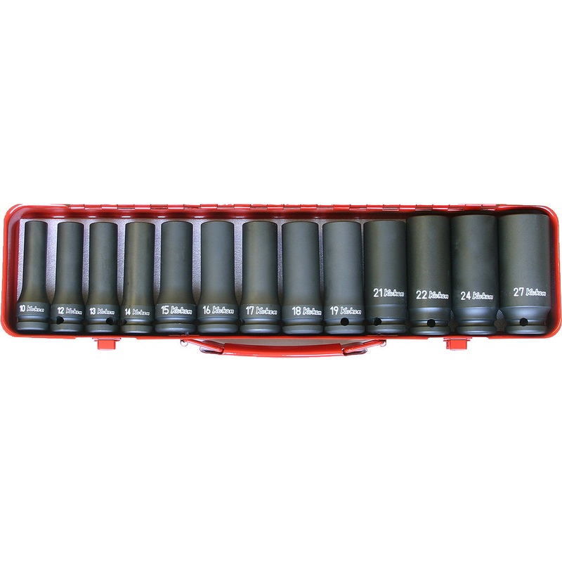 Ko-ken Tools 1/2 Sq. Dr. 13 Piece Impact Deep 6-Point Socket Set 10-27mm