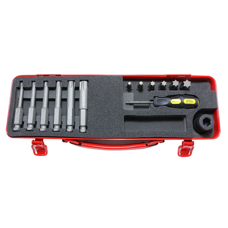 Ko-ken Tools 1/2 Sq. Dr. Bit + Bit Holder Set TORX T30-T60 14 pieces