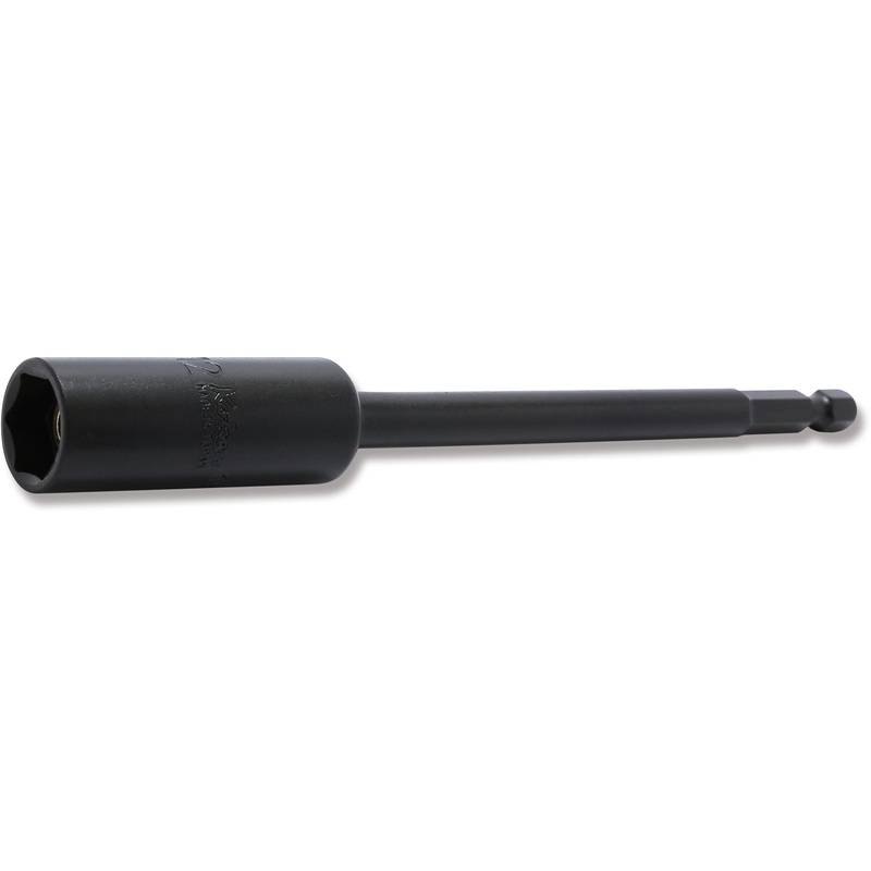 Ko-ken Tools 12mm 1/4 Hex Dr. Slide Magnet 6-Point Nut Setter, 150mm Length