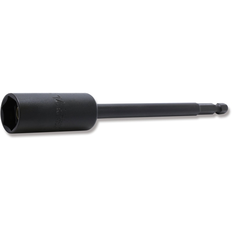 Ko-ken Tools 14mm 1/4 Hex Dr. Slide Magnet 6-Point Nut Setter, 150mm Length