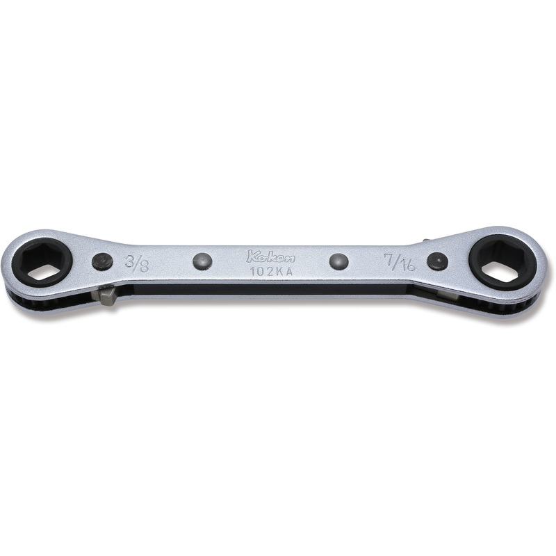 Ko-ken Tools Ratcheting Ring Wrench 3/8×7/16 6 point Length 141mm Reversible