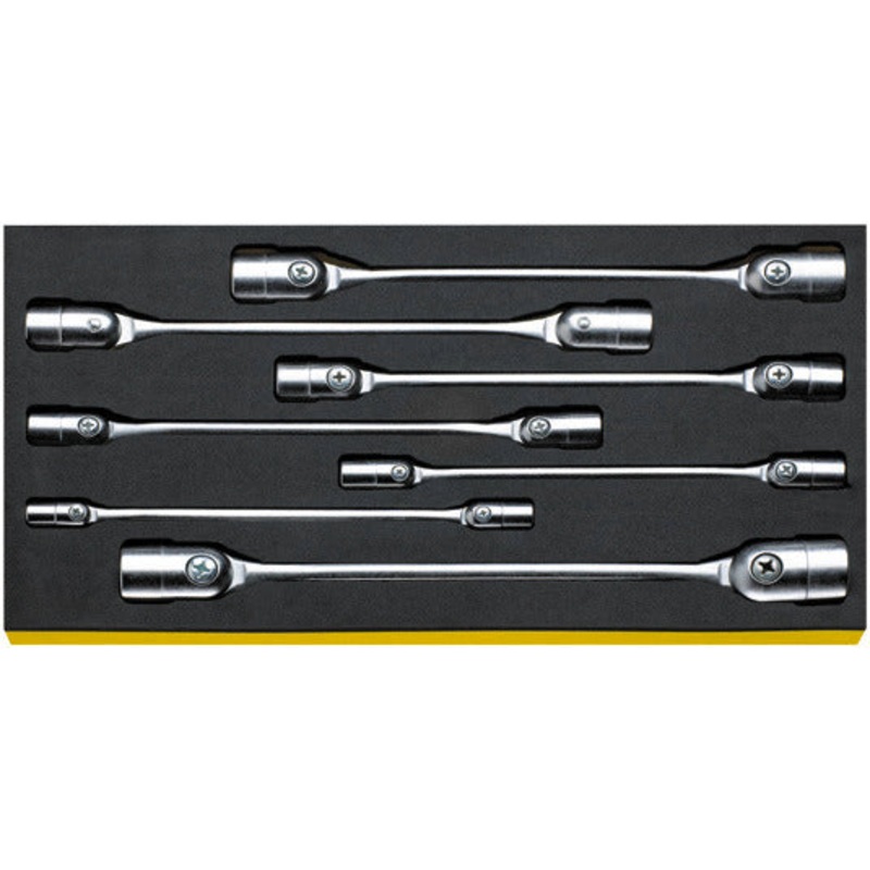 Stahlwille Set of 7 Double Box Ended Flex Joint Wrench with TCS Insert, 8 x 9 – 20 x 22 – ST 96830195