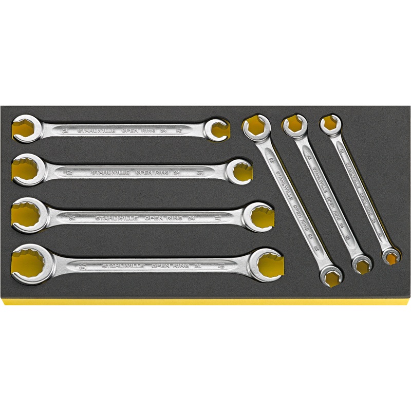 Stahlwille Set of 7 Double Open Ended Ring Wrench with TCS Insert, 8 x 10 – 19 x 22 – ST 96838758