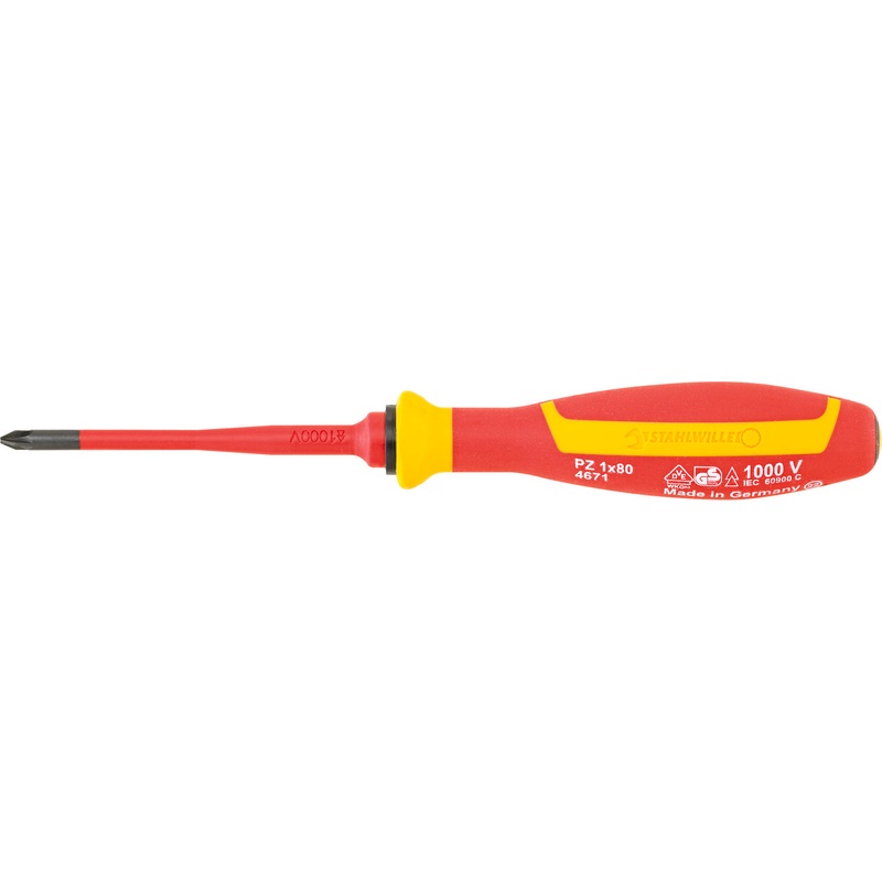 Stahlwille VDE Cross Head Pozidriv Drall Screwdriver, PZ1 – ST 46713001