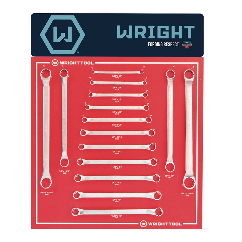 Wright Tool Set of 15 12-Point SAE Satin Fractional Double Box End Wrench – WT D942 Box Wrench Set