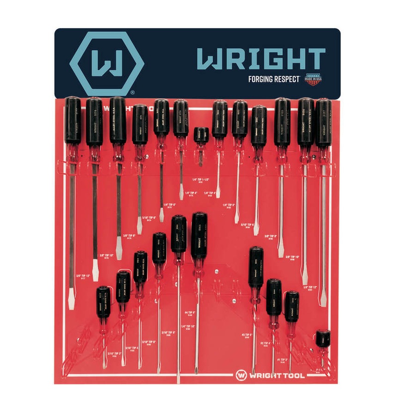 Wright Tool Set of 23 Screwdrivers with Large Cushion-Grip Handle Display – WT D974 Screwdriver Set