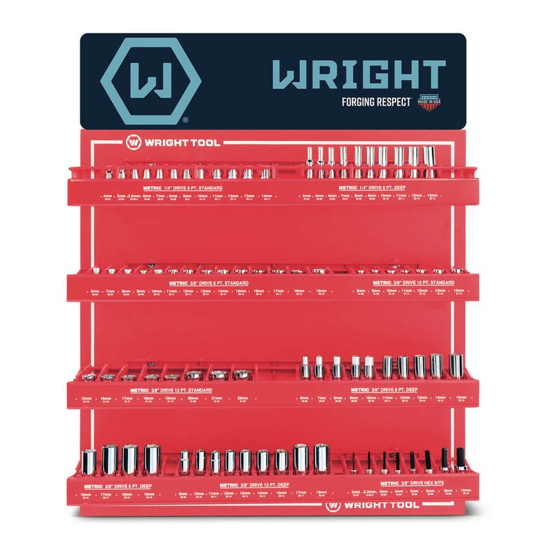 Wright Tool Set of 79 1/4 in, 3/8 in Drive 6, 12-Point Metric Polished Socket with Display – WT D957 Socket Set