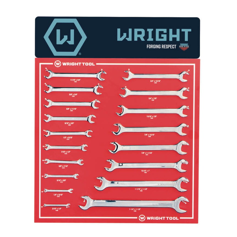 Wright Tool Set of 18 SAE Satin Open End Wrench – WT D987 Open End Wrench Set