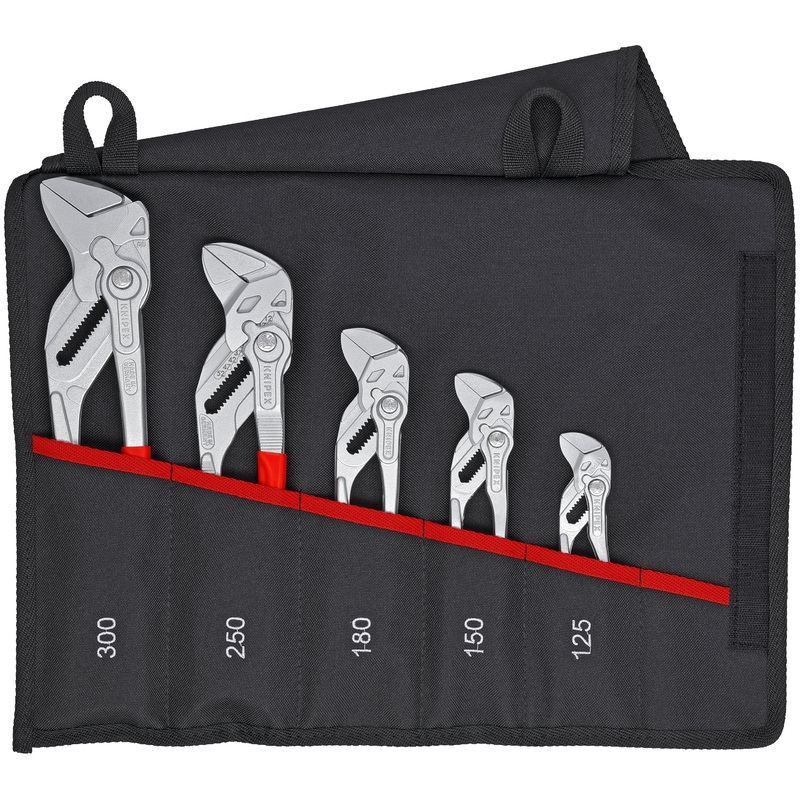 Knipex 00 19 55 S4 KN | 5 Pc Pliers Wrench Set In Tool Roll Pipe Wrench Set
