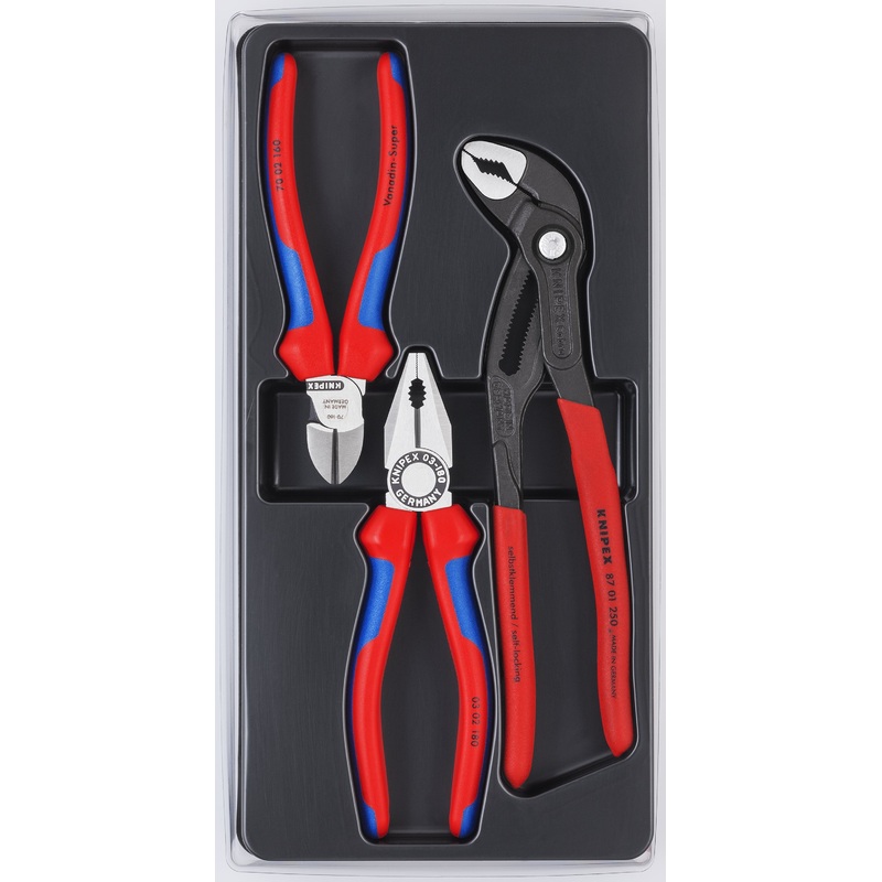 Knipex 00 20 09 V01 KN | 3 Pc Combination, Diagonal, Cobra Set