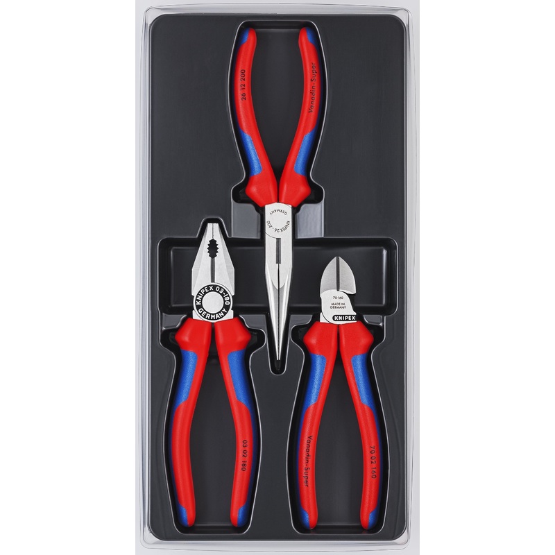 Knipex 00 20 11 KN | 3 Pc Multi-Component Combination, Long Nose, Diagonal Set