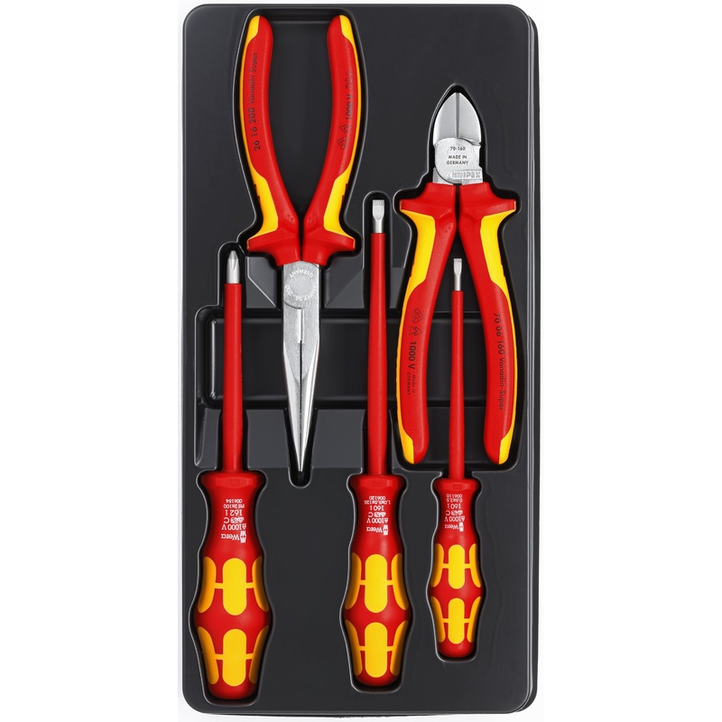 Knipex 00 20 13 KN | 5 Pc Insulated Set 2 Pliers, 3 Wera Screwdrivers
