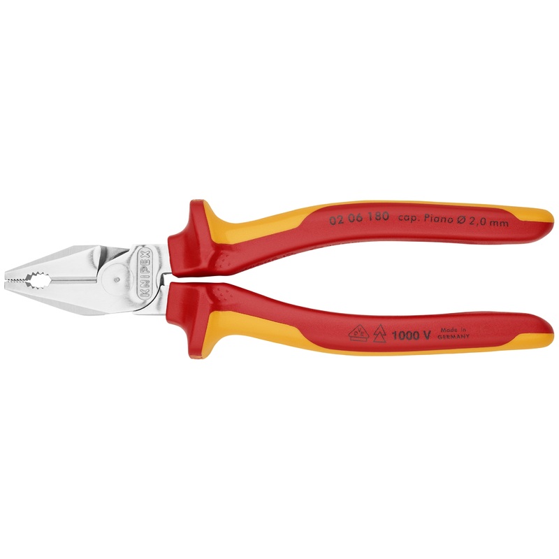 Knipex 02 06 180 KN | High Leverage Combination Pliers, Chrome, 1000V Insulated