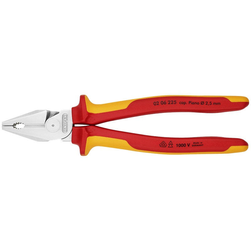 Knipex 02 06 225 KN | High Leverage Combination Pliers, Chrome, 1000V Insulated