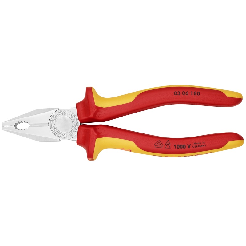 Knipex 03 06 180 KN | Combination Pliers, Chrome, 1000V Insulated
