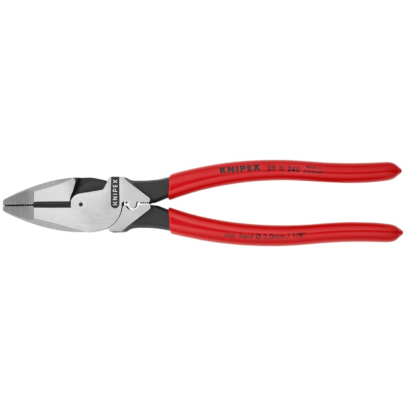 Knipex 09 11 240 SBA KN | High Leverage Lineman’s, New England w/ Tape Puller & Crimper