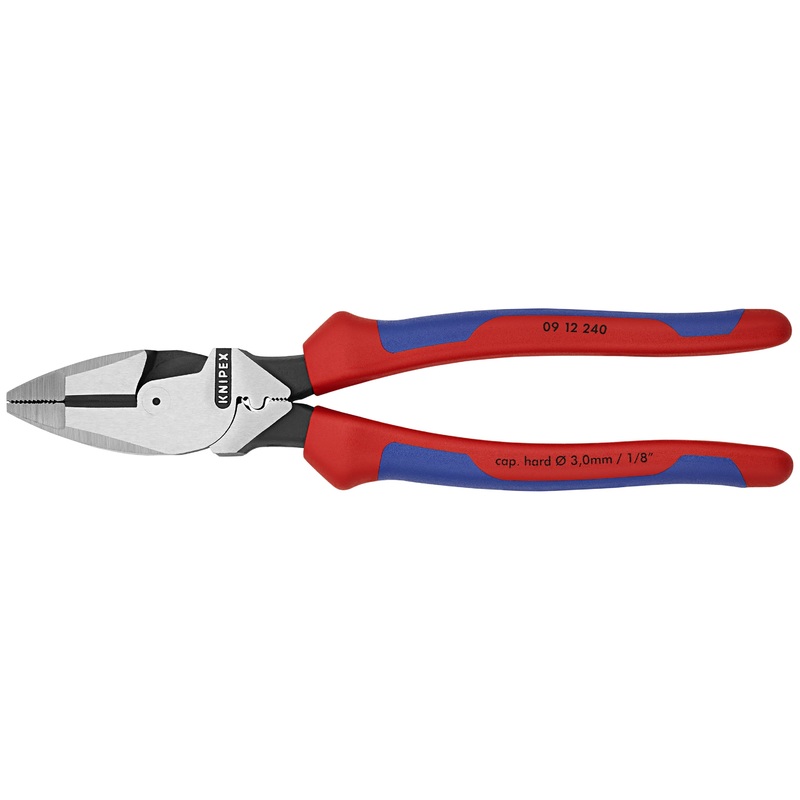 Knipex 09 12 240 KN | High Leverage Lineman’s, New England Multi-Component w/ Tape Puller & Crimper