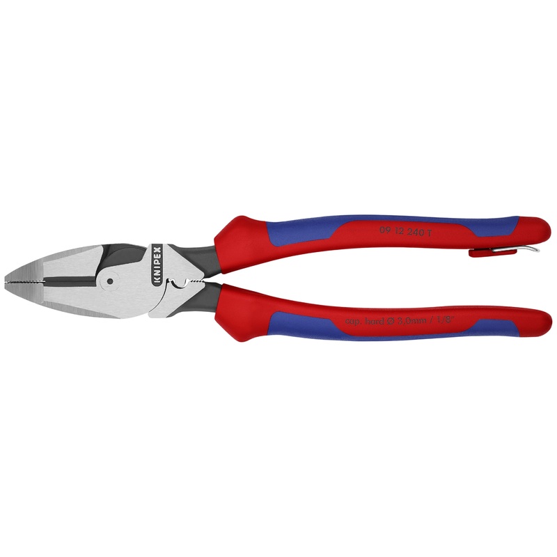 Knipex 09 12 240 T BKA KN | High Leverage Lineman’s, New England Multi-Component w/ Tape Puller & Crimper, Multi-Component, Tethered Attachment
